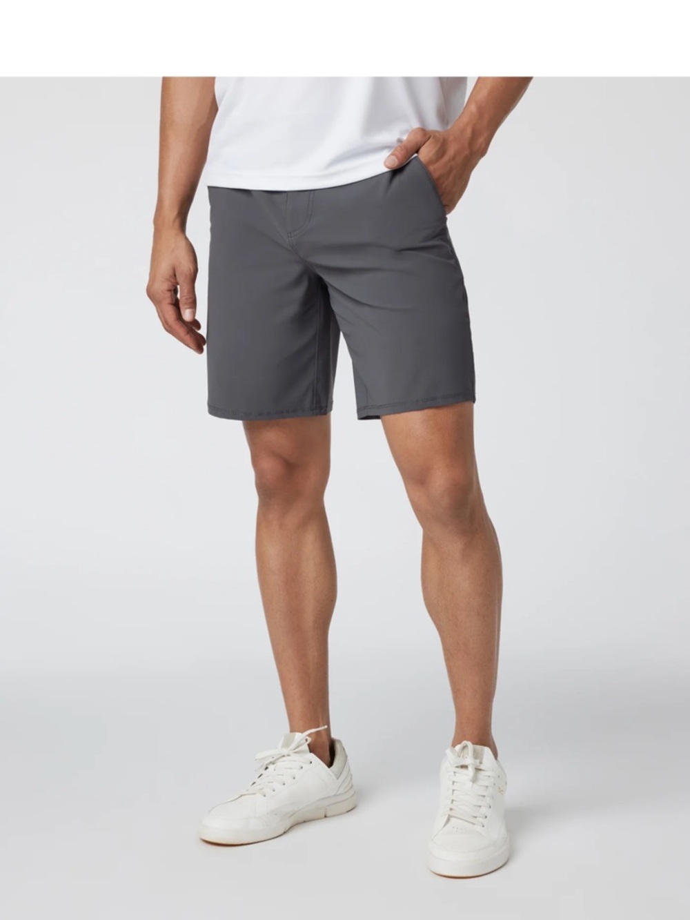 Vuori Men's Flat Front Performance Shorts in Dark Gray